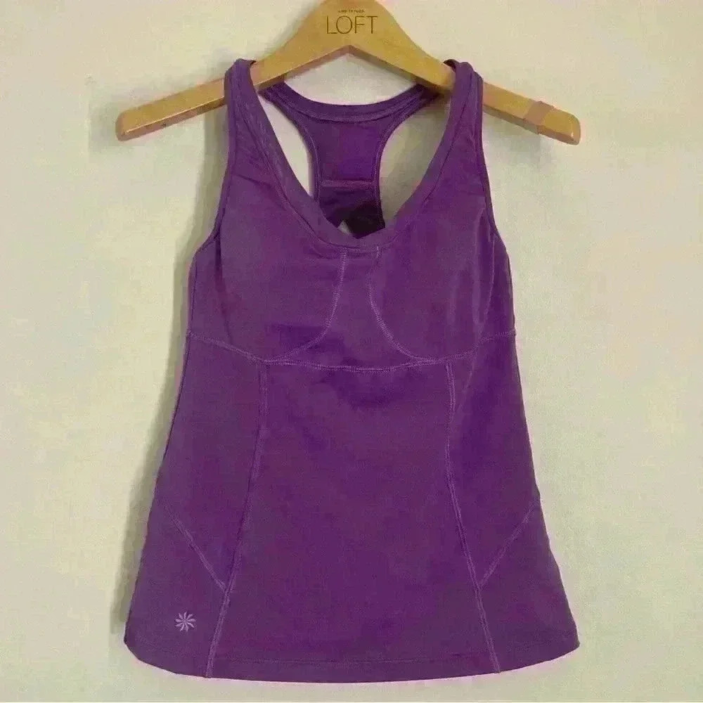 Athleta Athletic Racerback Top with Built in Bra and Bra Closure 34B